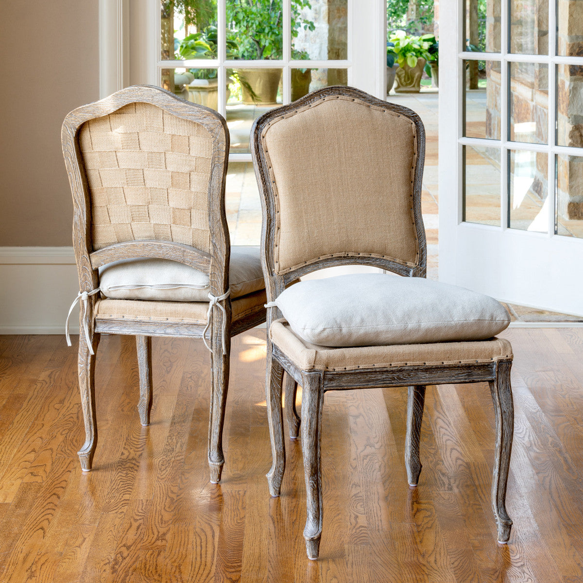 weathered oak dining chair -  set of two