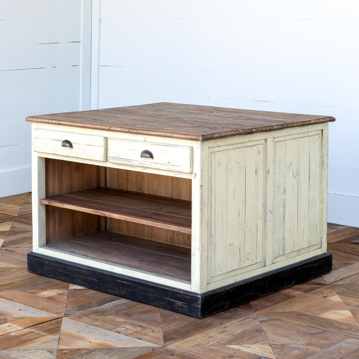 two-sided worktable with drawers