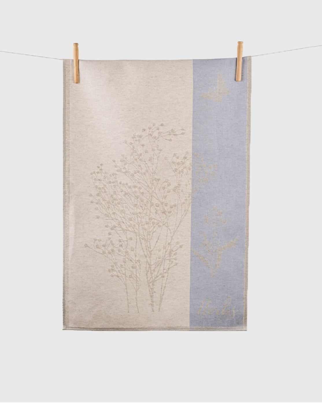 herbs tea towel - natural / blue natural / blue