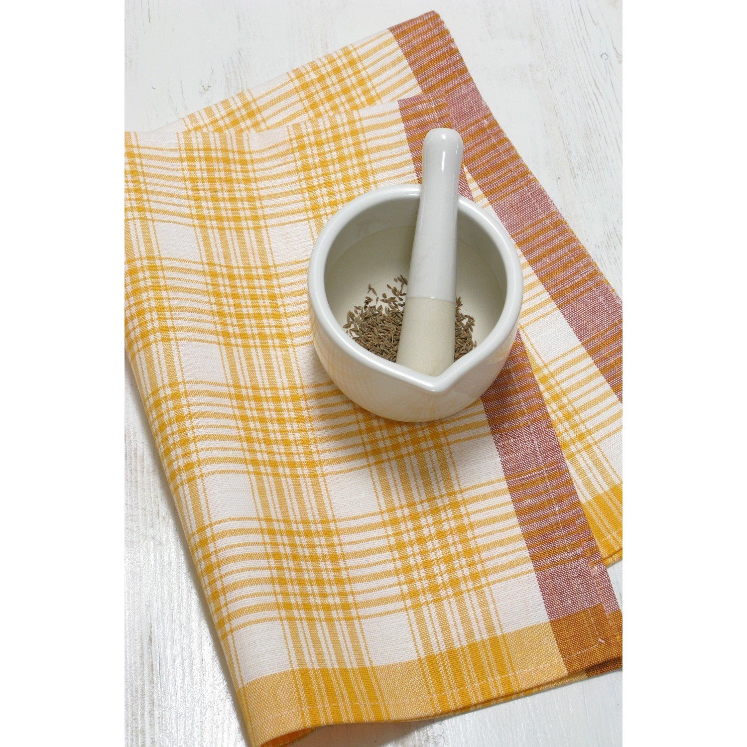 martin tea towel yellow