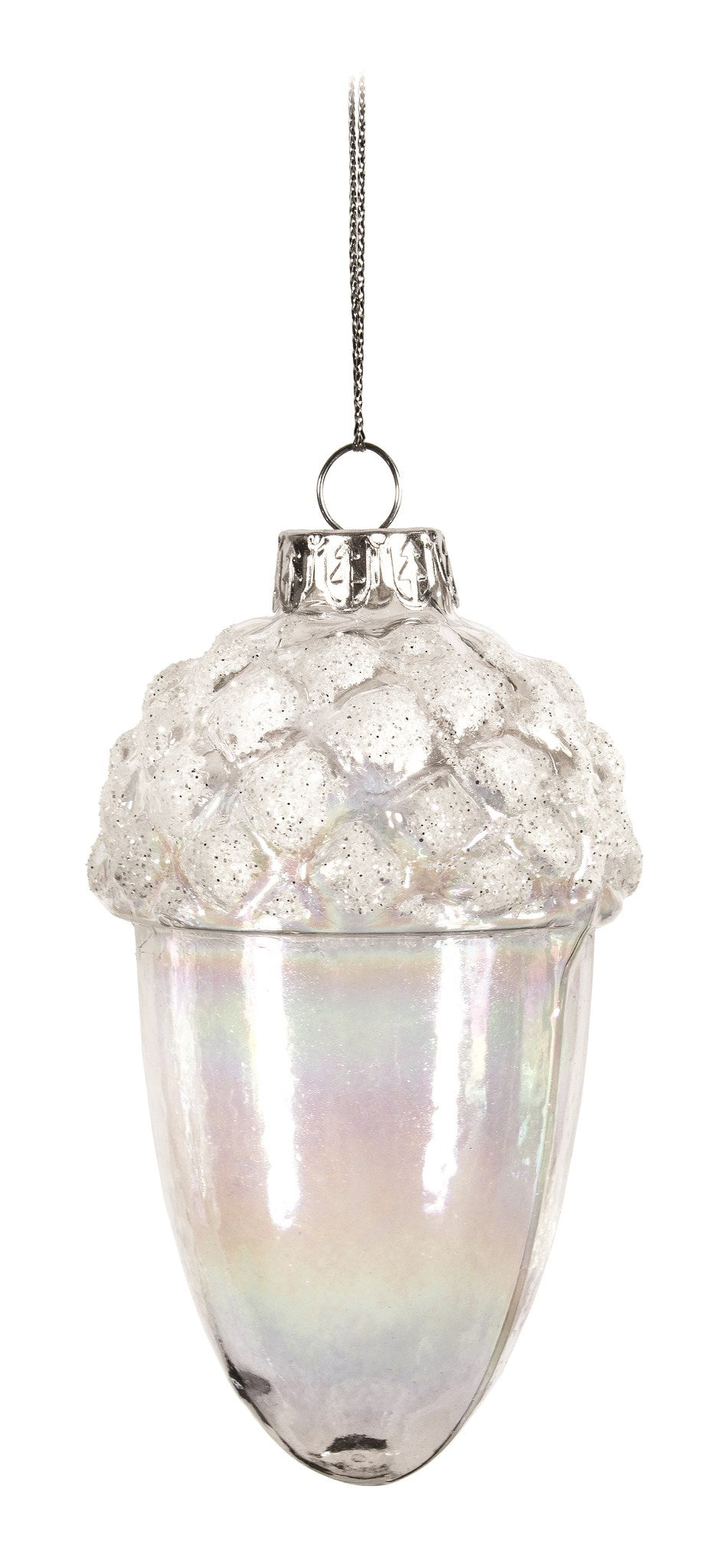 Clear Iridescent Glass Acorn Ornament