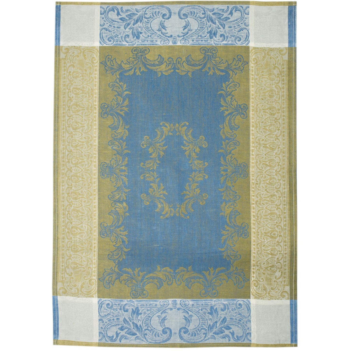 majesty tea towel lapis blue / olive / white border