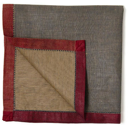 versailles napkins (set of 4) 21''21'' / smoke grey/gold with red border