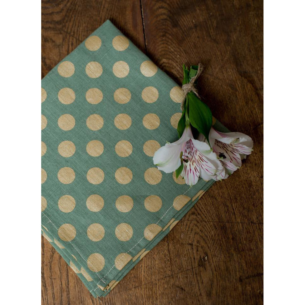 dots napkins (set of 4) 17''x17'' / green with gold dots