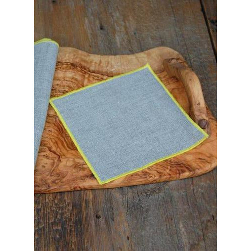 duet cocktail napkins (set of 4) natural with yellow