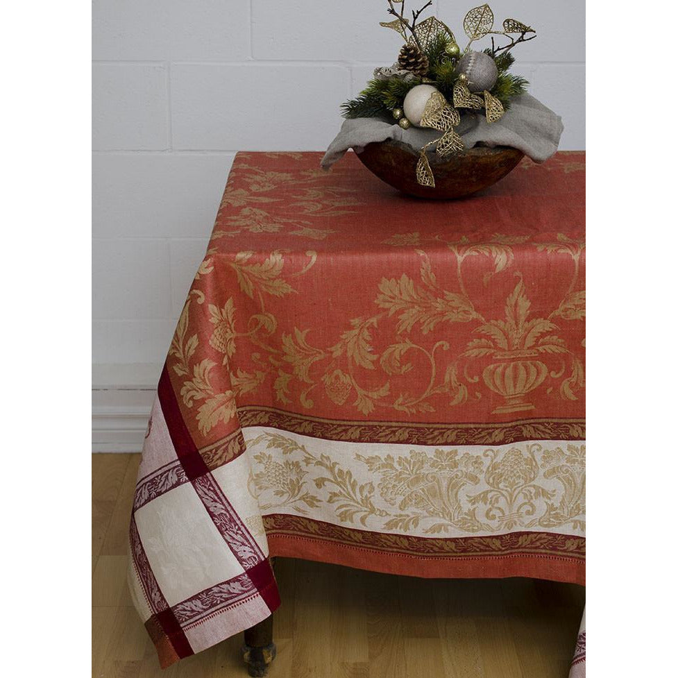 versailles tablecloth 67''x67'' / coral gold