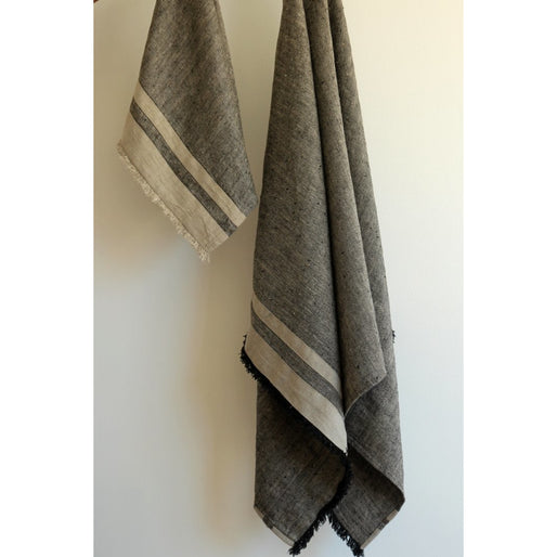 lipari bath towel 30''x52'' / black natural / natural stripes