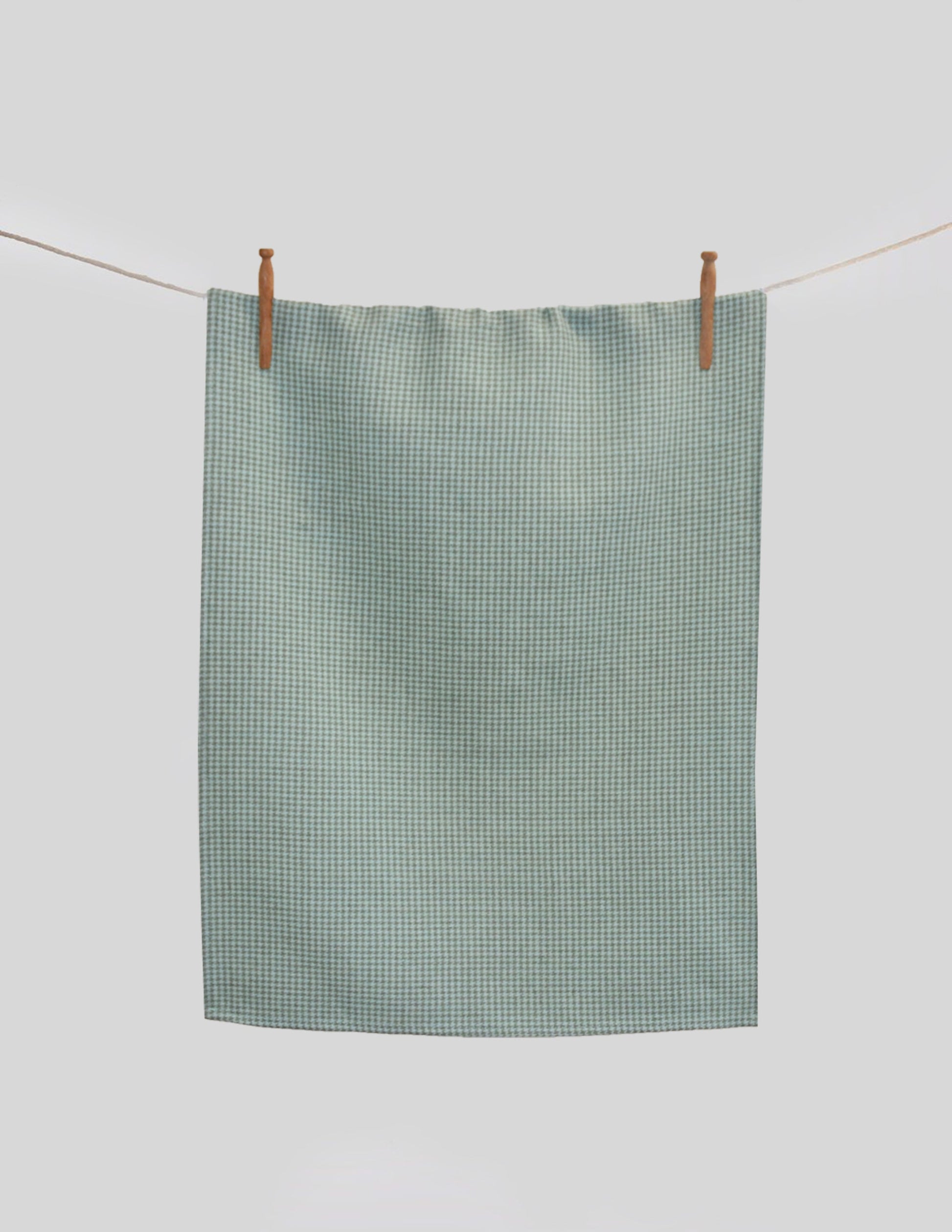 halle houndstooth tea towel celadon & grey