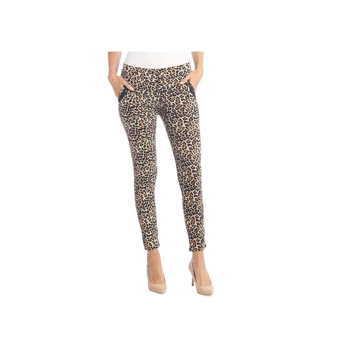 jasmine zip pocket leggings - leopard l/xl