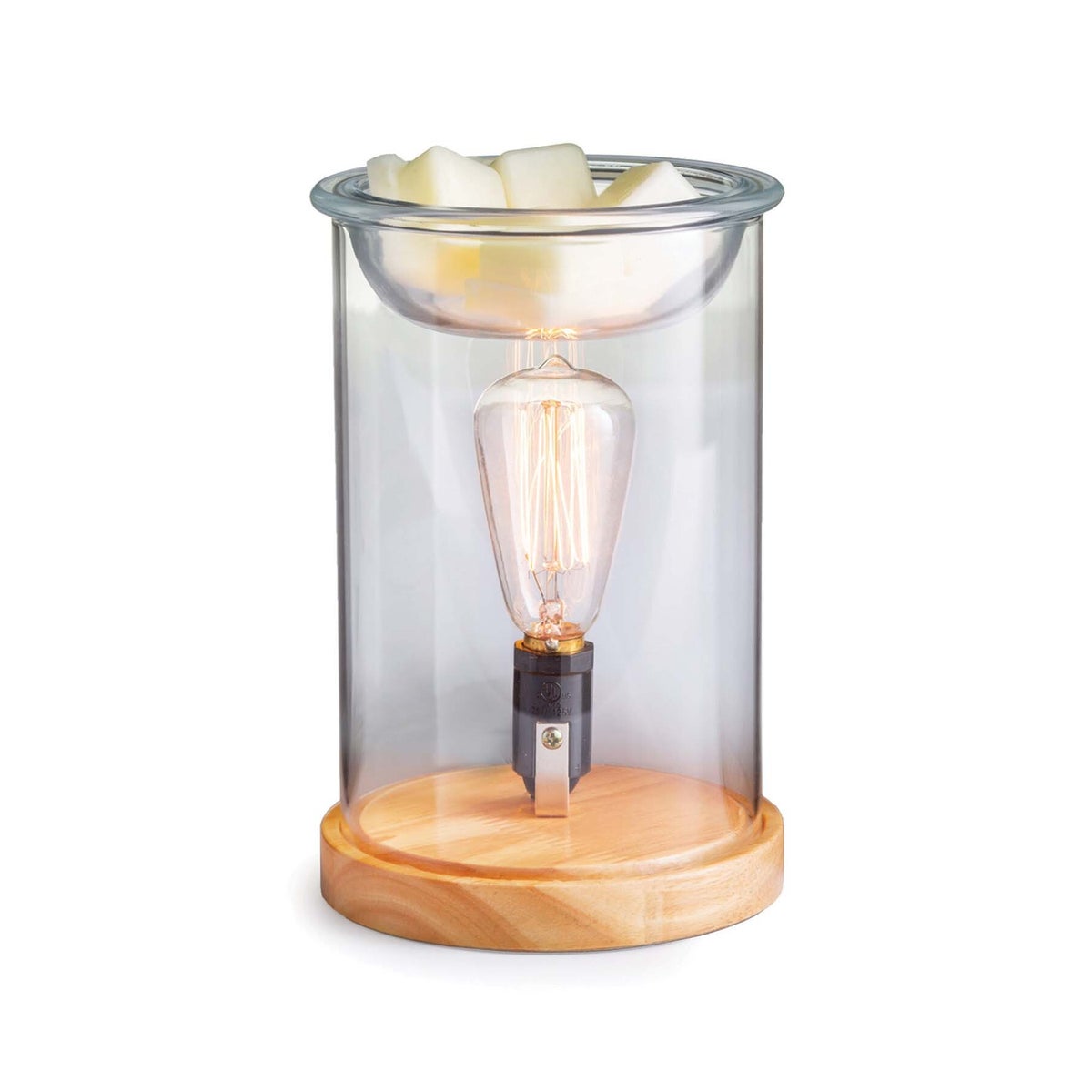 vintage style bulb illumination warmer wood and glass