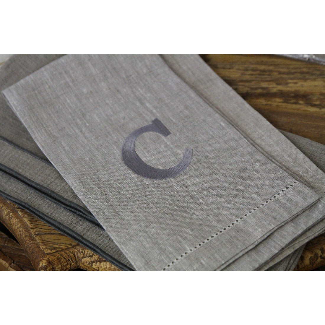 atlas (natural) custom monogrammed hand towel (century bold)