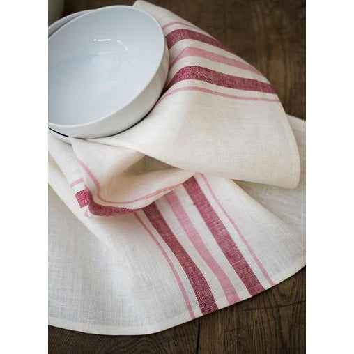 patrick tea towel white / pink / berry stripes