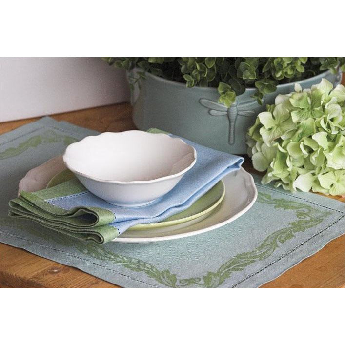 leaves of italy placemats (set of 4) 14''x20'' / blue with green border