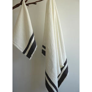 lipari bath towel 30''x52'' / white / dark grey stripes