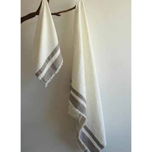 lipari bath towel 30''x52'' / white / light grey stripes