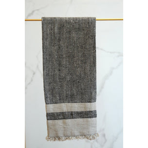 lipari tea towel black / natural stripe