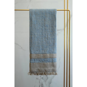 lipari tea towel blue natural / grey stripe