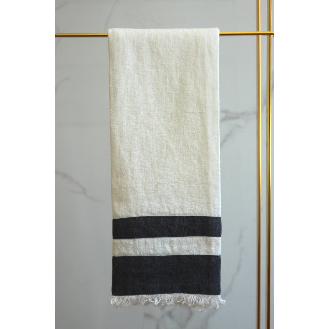lipari tea towel white / dark grey stripe