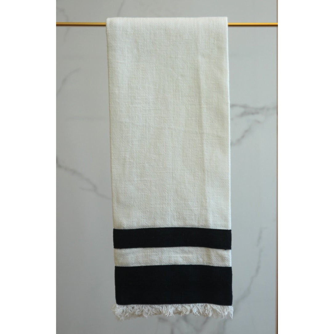 lipari tea towel white / navy stripe