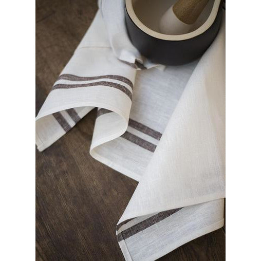 patrick tea towel white / chocolate stripes
