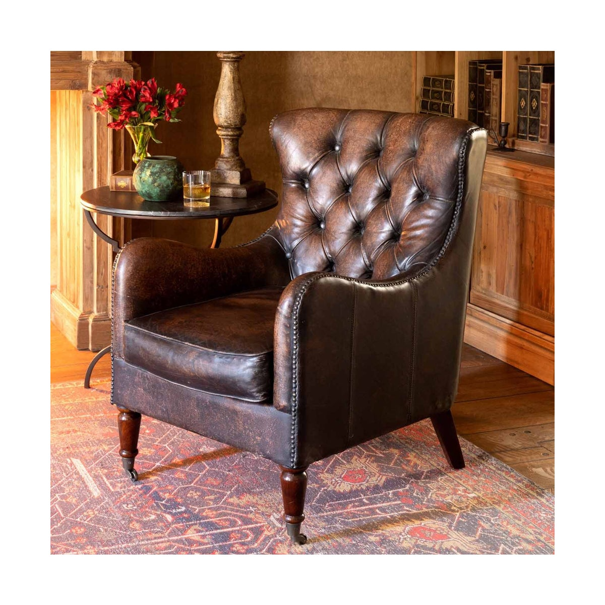 library leather club chair