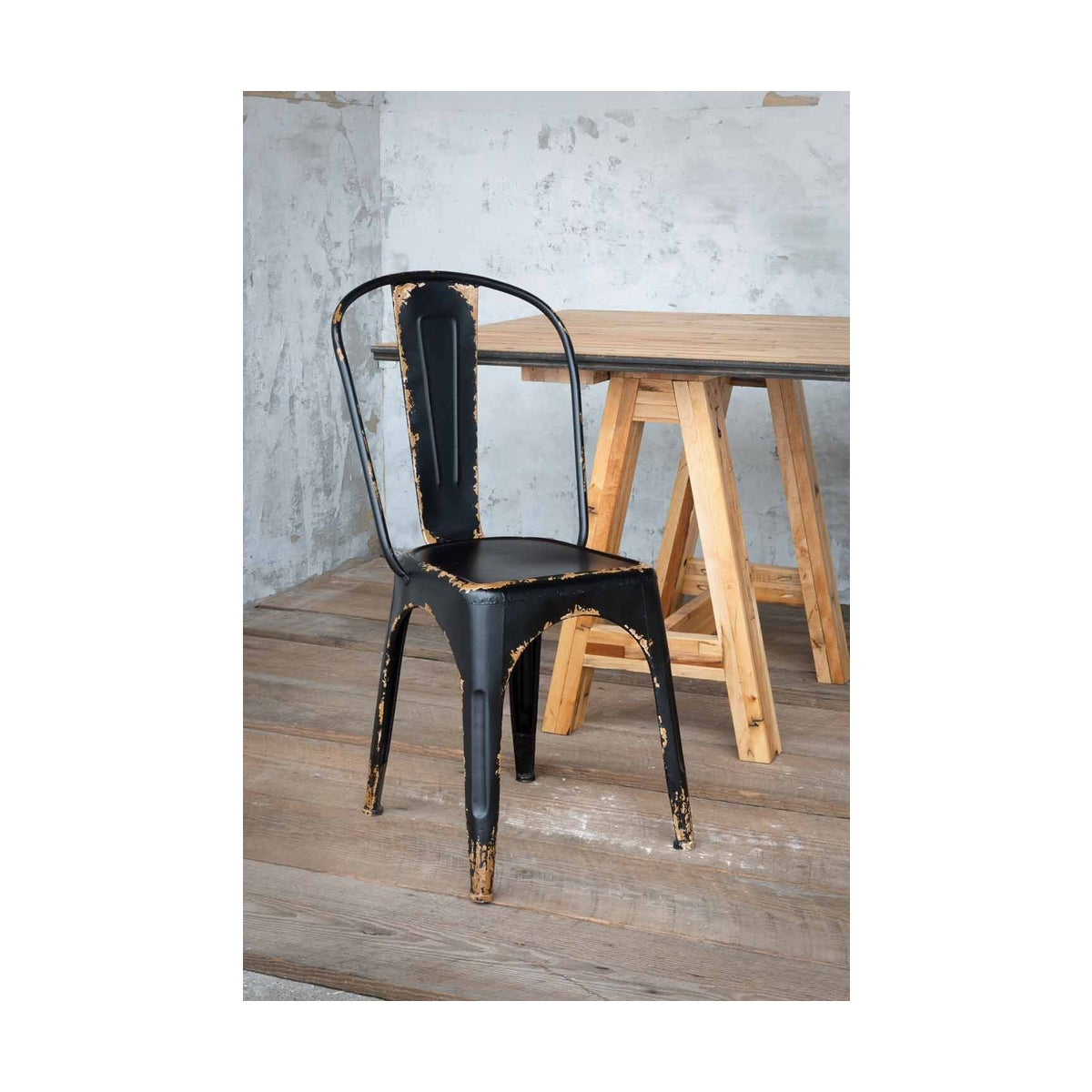 antique black metal bistro chair - set of two
